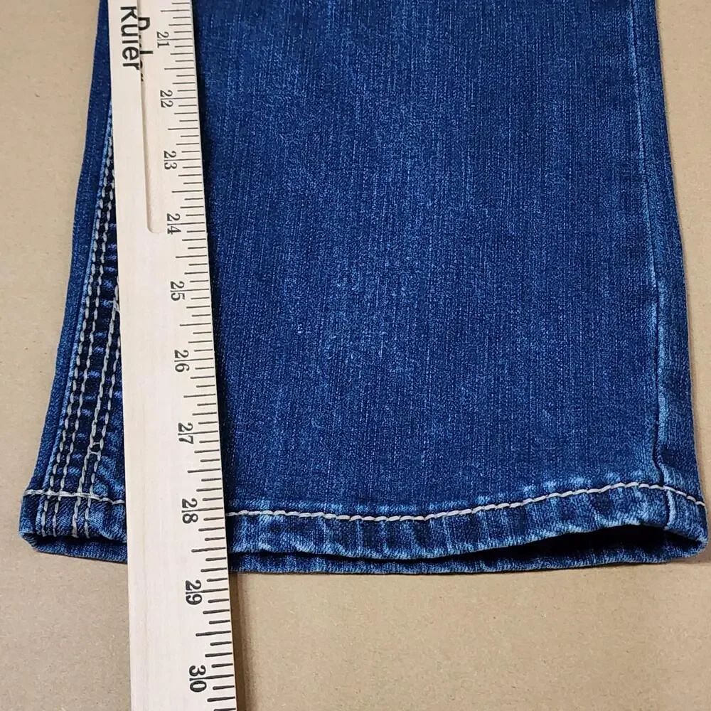 Seven7 Straight Jeans Mens 34x29 Blue Medium Wash Distressed Stretch Denim